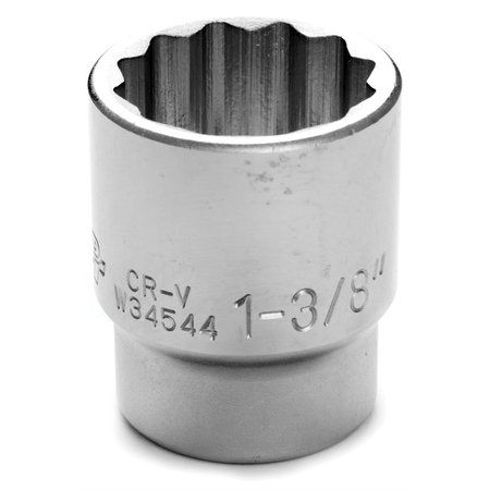 PERFORMANCE TOOL Chrome Socket, 3/4 Drive, 1-3/8", 12 Point, Shallow W34544